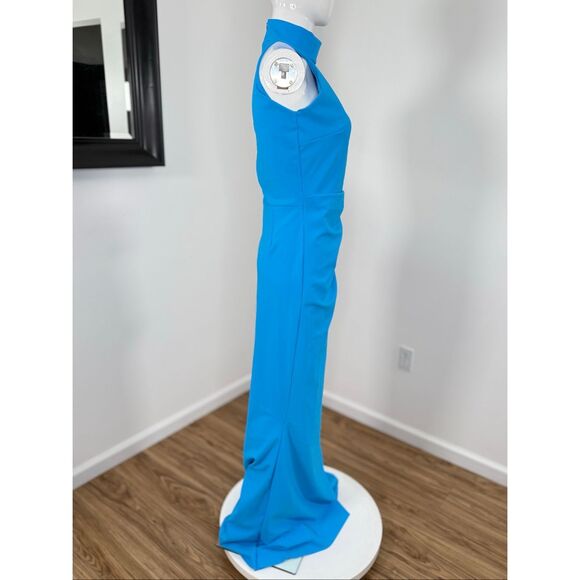 Chiara Boni La Petite Robe Womens Gudrum Halter Ruffle Gown Catalina Blue 8 - Picture 7 of 11